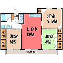 浅美マンション  ｜ 栃木県小山市駅東通り1丁目（賃貸マンション3LDK・2階・76.14㎡） その2