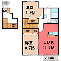 パルコプレッソKT C  ｜ 栃木県栃木市新井町（賃貸アパート2LDK・2階・64.43㎡） その2