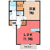 フラワーレジデンスリレント A  ｜ 栃木県小山市犬塚2丁目（賃貸アパート1LDK・2階・44.04㎡） その2