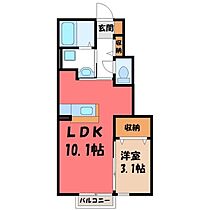 ヴィラサンノゼ若木  ｜ 栃木県小山市若木町3丁目（賃貸アパート1LDK・1階・33.61㎡） その2