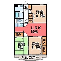 パークヒルズ II  ｜ 栃木県小山市城東6丁目（賃貸マンション3LDK・3階・66.39㎡） その2