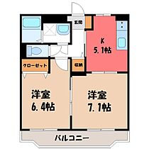 ユーミープラザ  ｜ 栃木県小山市駅南町6丁目（賃貸マンション2K・2階・44.05㎡） その2