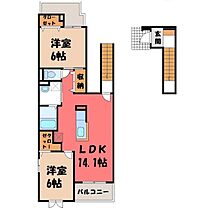 カーサ ヴィアンコ ネロ  ｜ 栃木県栃木市箱森町（賃貸アパート2LDK・2階・62.33㎡） その2