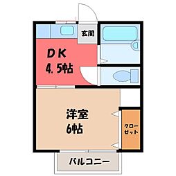 チェルベロ若木 1DKの間取図画像