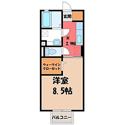 D-room思川アジュールC 1Kの間取図画像