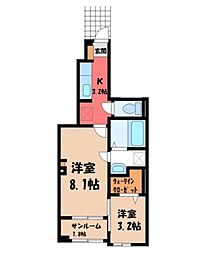 ヴィラ・エスペランサ 2Kの間取図画像