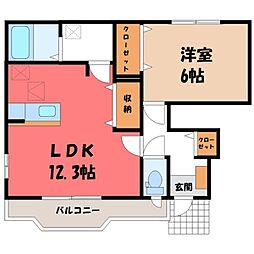 グレイスフルB 1LDKの間取図画像
