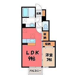 ローズコート城北 1LDKの間取図画像