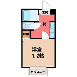 カーサブランカ 1Kの間取図画像