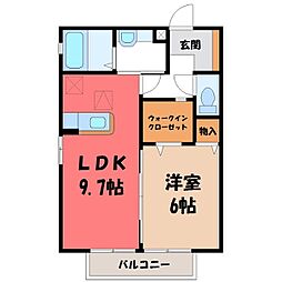 ラウンドヒル 1LDKの間取図画像