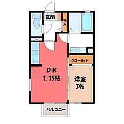 モナリエ2 1DKの間取図画像