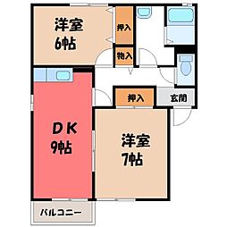 フラワーレジデンス森田六番館 2DKの間取図画像