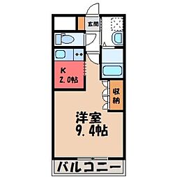 パーシモン 1Kの間取図画像