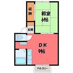 ステーションハイツB 1DKの間取図画像
