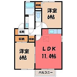 フラワーレジデンスフローラルA 2LDKの間取図画像
