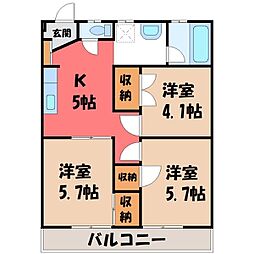 いせやハイツ 3Kの間取図画像