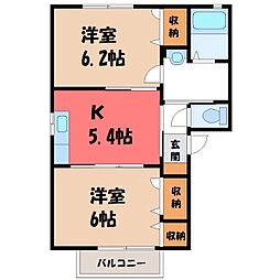 シャーメゾン野殿A 2Kの間取図画像