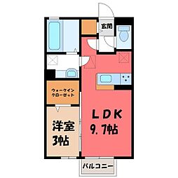 UluShantiD 1LDKの間取図画像