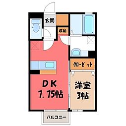 グランドゥール 1DKの間取図画像