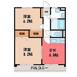 ユーミークアトロ 2DKの間取図画像