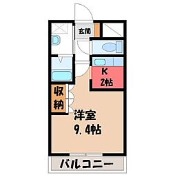 パーシモン 1Kの間取図画像