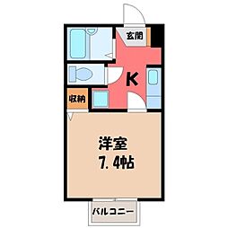 カーサ・ソネスタ 1Kの間取図画像