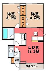 Dブルー・東城南 2LDKの間取図画像