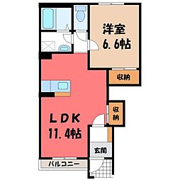 ラ・パレット 1LDKの間取図画像