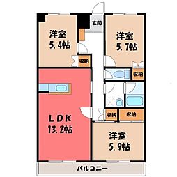 カーサガレリア 3LDKの間取図画像