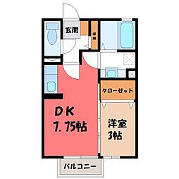 ウィンドワードガーデンズE 1DKの間取図画像