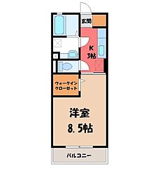 プティール3 1Kの間取図画像