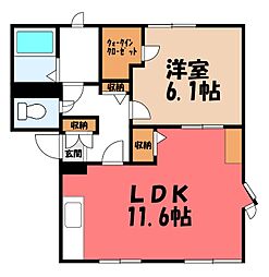 チェリー片柳A 1LDKの間取図画像