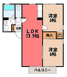 フラワーレジデンスリラA 2LDKの間取図画像
