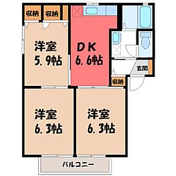 ブランドールSUNAGAB 3DKの間取図画像
