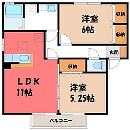 フラワーレジデンス鈴木壱壱番館 2LDKの間取図画像