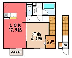 クレリア城東 1LDKの間取図画像