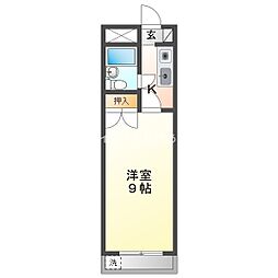 アーバンハイツ石塚 1階1Kの間取り