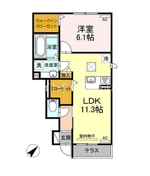 ルワンジュ　Ｃ ｜愛知県豊橋市岩屋町字岩屋下(賃貸アパート1LDK・1階・44.76㎡)の写真 その2