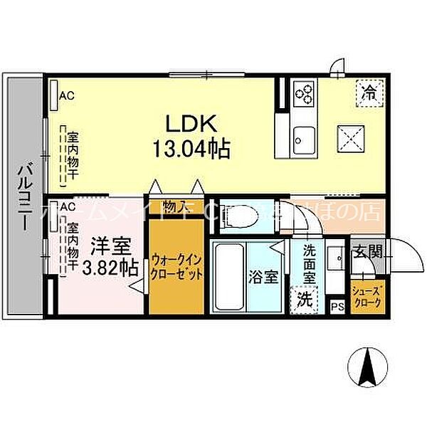 ミエル　ルーチェ ｜愛知県豊橋市東岩田1丁目(賃貸アパート1LDK・1階・42.79㎡)の写真 その2