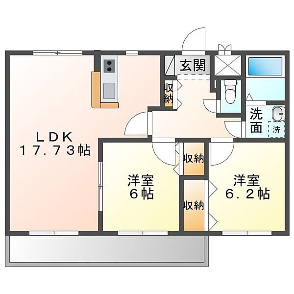 クレール弐番館 ｜愛知県豊橋市牟呂町字松東(賃貸マンション2LDK・3階・68.00㎡)の写真 その2