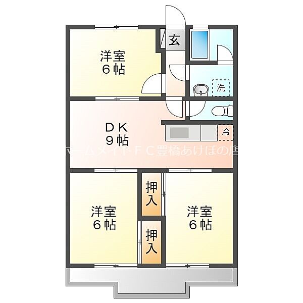 パークサイドハイムII ｜愛知県豊橋市中岩田1丁目(賃貸マンション3DK・4階・59.15㎡)の写真 その2