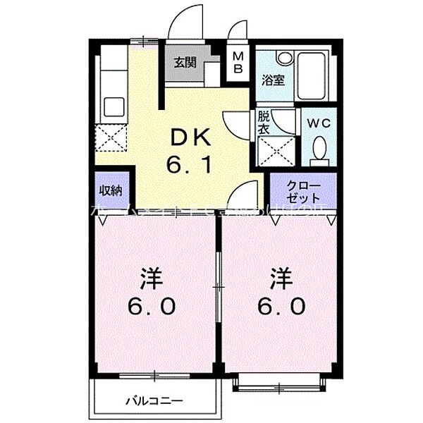 エルディムナツメB ｜愛知県豊橋市新栄町字牟呂下(賃貸アパート2DK・2階・39.19㎡)の写真 その2