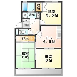 ヴェルデジャルディーノA 3DKの間取図画像