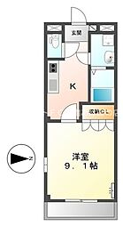 エルヴェ東小向II 2階1Kの間取り