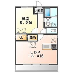 ルネス・リバーサイドキタジマ 1LDKの間取図画像