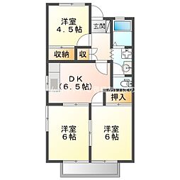 ウイングコート向山B 3DKの間取図画像