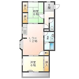 山田共同住宅 2階2LDKの間取り