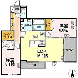 アーブル 西岩田 2LDKの間取図画像