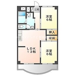オリエンタルハイツ 2LDKの間取図画像