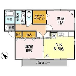 ラ・ファミーユ 2DKの間取図画像